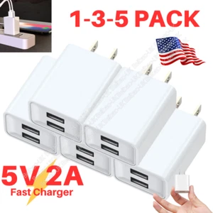 5V 2A Fast Wall Charger Dual USB Power Adapter Block Lot For iPhone Samsung LG - Picture 1 of 13