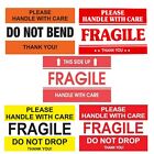 2x3 RED FRAGILE STICKERS HANDLE WITH CARE DO NOT BEND DO NOT DROP THANK YOU