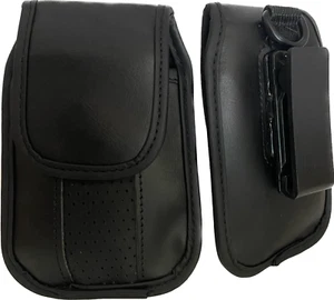 Étui en cuir noir vertical avec clip de pincement convient à Great Call Lively téléphone à clapet - Photo 1 sur 6