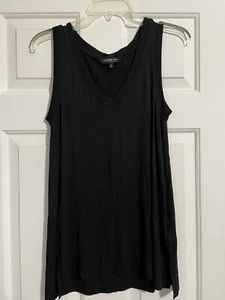 Liverpool Los Angeles Solid Black Slinky Sleeveless Tank Tunic V Neck Small - Picture 1 of 4