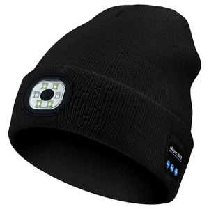 Bluetooth Beanie Hat LED Light, Unisex Cap Headphones Unisex Gift for Men Women - Picture 1 of 9