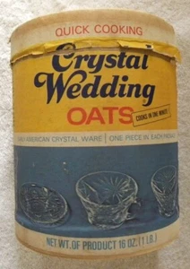 Vintage Crystal Wedding, Early American Glassware, Quaker Oats Oatmeal Can - Picture 1 of 6
