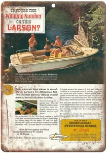 Larson Boat Vintage Nautica Riproduzione Annuncio Insegna Metallo L18 - Foto 1 di 2