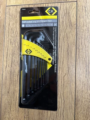 C.K. Tools 10 x Ball Ended Long Arm Hexagon Keys Imperial 3/8 to 5/64 C.K T4444L - Image 1 of 2
