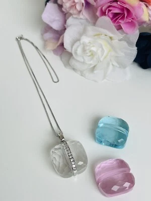 Collana In argento 925 Con Pietre Intercambiabili Cristal-Azzurra-Rosa - Immagine 1 di 4