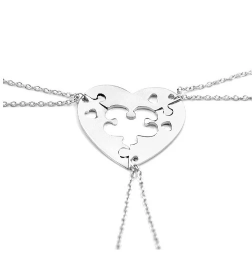 IDEA REGALO COLLANA 6 PEZZI PUZZLE CUORE SPEZZATO AMORE BEST FRIEND AMICIZIA - Immagine 1 di 1