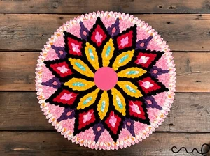 Alfombra redonda hecha a mano con acento de corazón alfombra boho arte de pared ninguna alfombra trenzada retro 50 cm 62 - Imagen 1 de 9