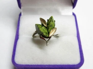 Vintage russischer Sterling Silber 925 Ring Gold 585 14K, Damenschmuck Größe 6,5 - Bild 1 von 7