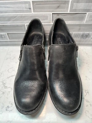 Zapatos para mujer BORN Elliott de cuero negro con doble cremallera cómodos talla 6,5 M.  Usado en excelente estado Foto 1 de 4