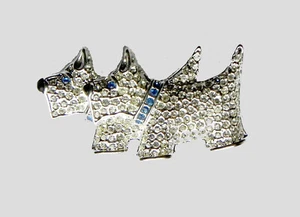 SCOTTISH TERRIERS Scottie Dogs Sparkling Costume Jewelry Rhinestone NAPIER c. - Picture 1 of 5