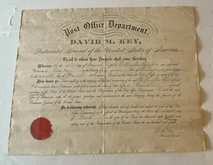 1880 David M Key Postmaster General Signed Cambra PA Postmaster Certificate - Picture 1 of 3