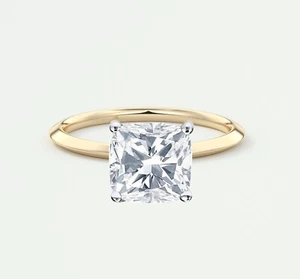 IGI F/VS 1.5 Ct Cushion Cut Lab Created Grown Diamond Real 18K Yellow Gold Ring - Picture 1 of 2