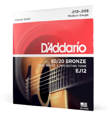 Cuerdas para guitarra acústica D'Addario EJ12 Medianas 80/20 Bronce 13-56 6 cuerdas Foto 1 de 4