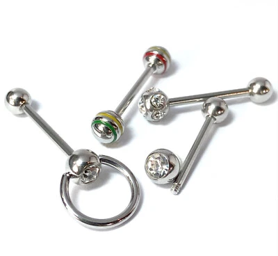 4pc Value Pack Assorted Style Tongue Rings 14g Tounge Body Jewelry - Image 1 of 4