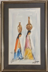 Ted Ettore De Grazia hand-signed 1974 color lithograph two Water Maidens framed - Picture 1 of 8