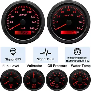 Juego de 6 medidores GPS velocímetro 160 MPH tacómetro nivel de combustible presión de aceite temperatura voltaje - Imagen 1 de 22