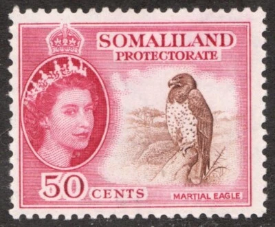 1958 Somaliland Protectorate Sc #134 - 50¢ Martial Eagle (bird) MH stamp Cv6.50 - Image 1 of 2