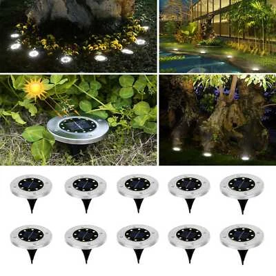 10× 8LED Solarlampe Bodenstrahler Garten Leuchte Bodeneinbauleuchte Außenleuchte - Bild 1 von 4