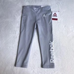 Reebok Girls Gray Elastic Waist Logo Leggings W/ Pockets Size XS (4-5) Waist 21" - Picture 1 of 12