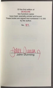 SIGNED/Limited John Dunning Deadline / The Torch Passes James Cahill 1995 - Foto 1 di 17