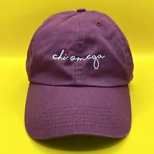 Chi Omega Sorority Greek Life Maroon Strapback Hat Adjustable Cap - Picture 1 of 7