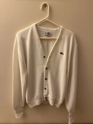 Cárdigan De Colección Izod Lacoste Para Hombres L Crema Abuelo EE. UU. Suéter Cobain Grunge Foto 1 de 4