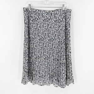 Karl Lagerfeld Navy & White Floral Pleated Lined Skirt Women's Size 10 - Picture 1 of 10