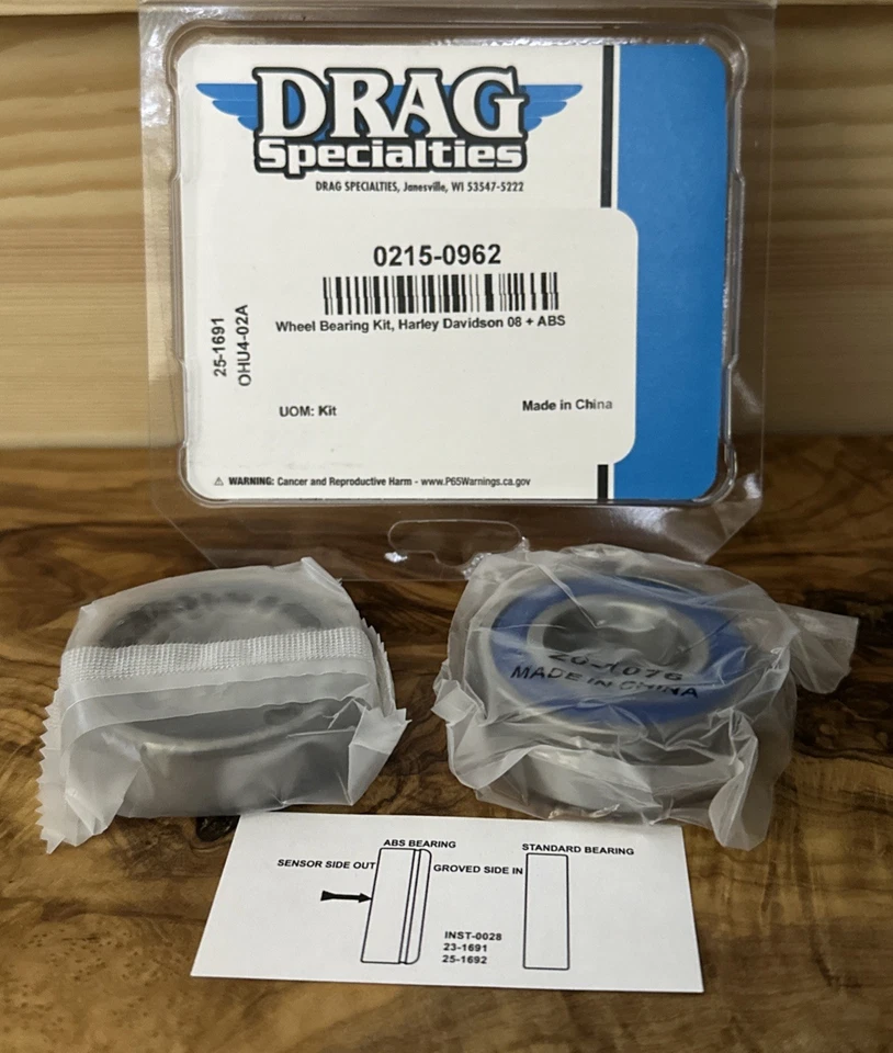 Kit de rodamientos de rueda delanteros/traseros Drag Specialties 0215-0962 - ABS OEM 9276A y 9252 Foto 1 de 2
