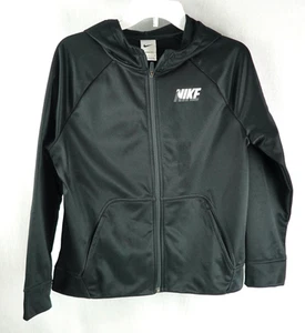 Boys Jacket Size L Black Nike Training Zip Front Hood Pocket Polyester - Picture 1 of 10