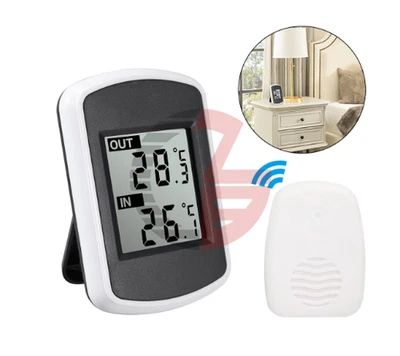 Digitales Funk-Thermometer Innen/Außen mit Fernbedienung Sensor LCD Temperatur - Bild 1 von 4