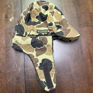 Columbia Duck Camo Ear Flap Trapper Hunting Hat Cap Fleece Made In USA Sm/M - Picture 1 of 6