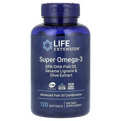 Life Extension, Super Omega-3, Fish Oil, Sesame & Olive Extract, 120 Softgels