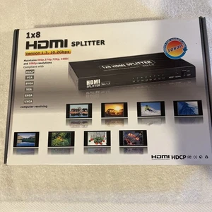 1x8 8-Port HDMI Video Splitter Box Hub 1-In, 8-Out - Picture 1 of 8