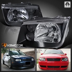 Black Fits 1999-2005 Volkswagen VW Jetta Bora MK4 Headlights w/ Fog Lamps 99-05 - Picture 1 of 10