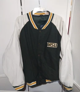 Giacca pelle vintage NCAA Wright State Raiders Varsity XL Steve & Barry's - Foto 1 di 7