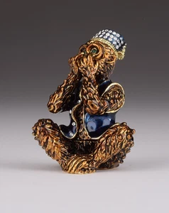 Keren Kopal Monkey speak no evil Trinket Box Decorated with Austrian Crystals - Photo 1/12