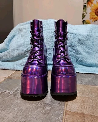 Plataformas Demonia Talla 9 Mujer Retro Gótico Hippie Punk Tacón Alto Púrpura ¡EXCELENTE! Foto 1 de 4