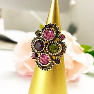 Sarah Coventry Vintage Austrian Lites Pastel Cocktail Ring - Bild 1 von 9