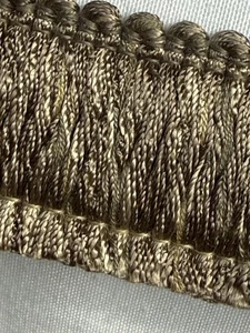 6.5 yards BRUSH FRINGE 1 5/8" shades of green sage olive Upholstery Fabric Trim - Picture 1 of 3