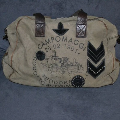 Bolso de Hombro CAMPOMAGGI Lona Cuero Hecho en Italia Foto 1 de 4