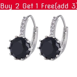 Elegant Fashion Women Ear Hook Crystal Rhinestone Hoop Earrings With Timeless - Picture 1 of 12