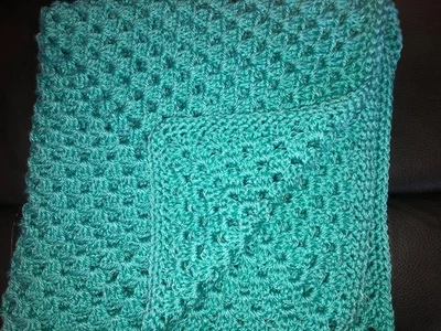 BEAUTIFUL NEW HANDMADE CROCHET BABY BLANKET/AFGHAN   AQUA/GREEN - Image 1 of 3