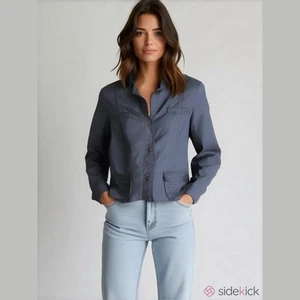 Talbots Collection Jacket Wolman's 14 Blue Nylon Lined Career Work Minimalist - Picture 1 of 12