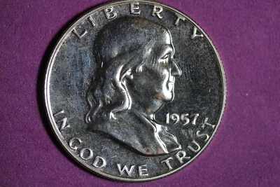 Estate Find 1957 - Meio dólar Franklin à prova!!  #K42802 - Imagem 1 de 2
