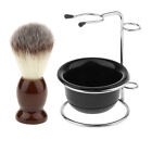 Men's Men's Shaving Brush + Stainless Steel Holder Stand + Mug Bowl Set
