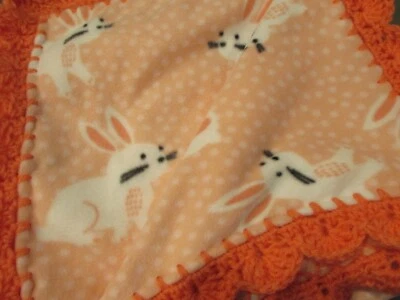 Manta afgana con ganchillo color pastel polar naranja melocotón rosa conejos Foto 1 de 4