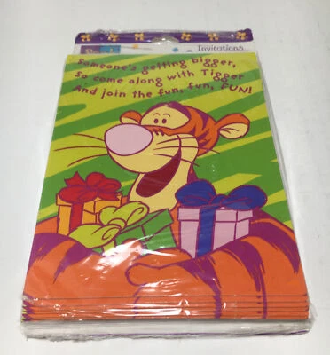 Winnie The Pooh Birthday Party Invitations Pack Of 8 New With Corner Wear - Image 1 of 4