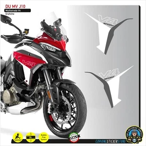 ADESIVI DUCATI MULTISTRADA V4 SPORT FIANCHETTI LATERALI GRIGIO BIANCO DU MV J10 - Picture 1 of 1
