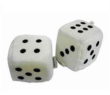 3 INCH WHITE FUZZY DICE PAIR mirror car decor decoration furry new hot rod cars