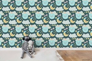 3D Cloud Moon Star Pattern Kids Self-adhesive Removeable Wallpaper Wall Mural - Picture 1 of 9